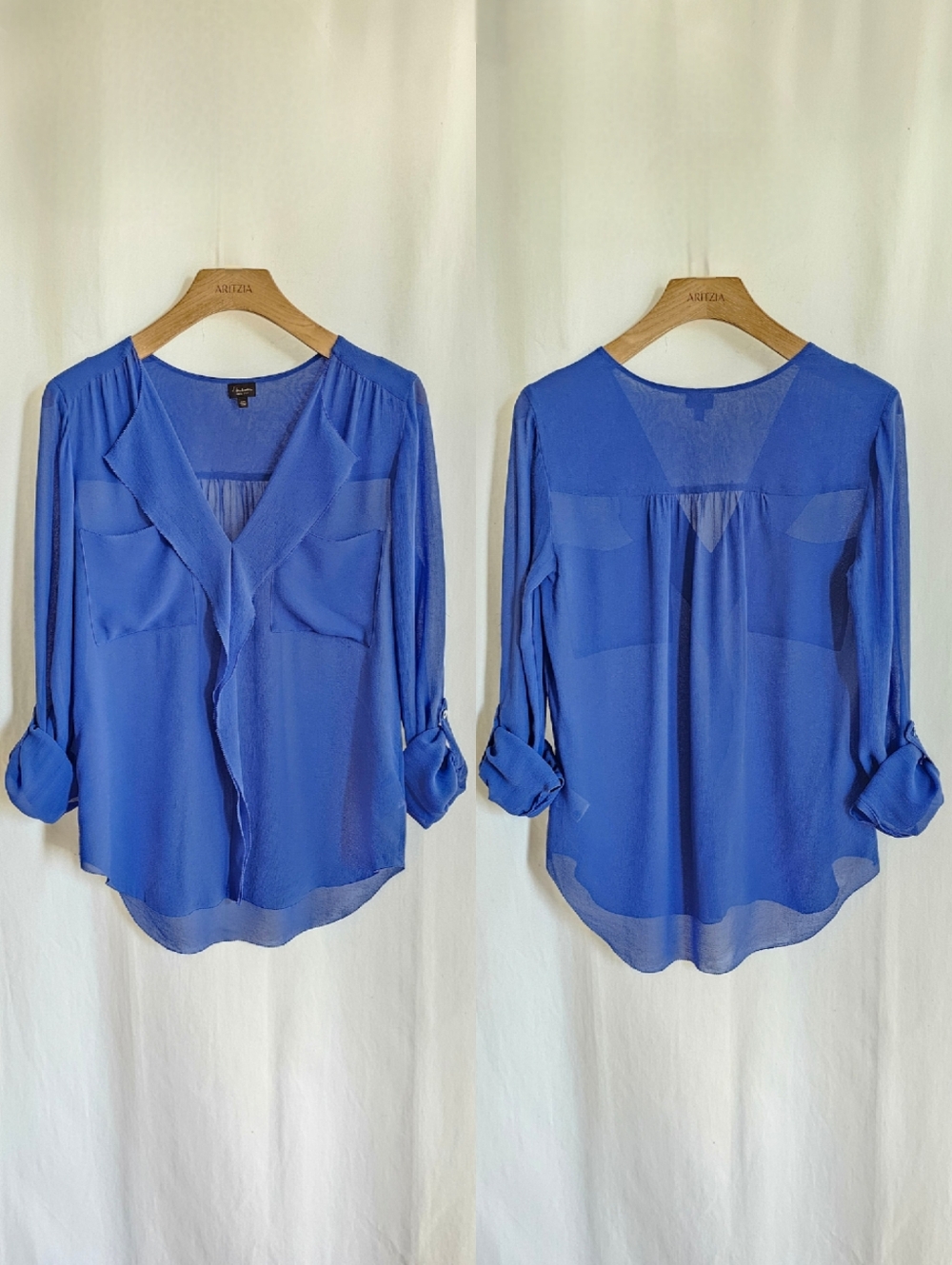 Aritzia Babaton Blue Silk Finley Blouse - Picture 11 of 16